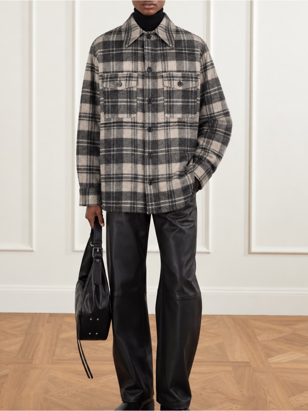 Isabel Marant Wool Blend Plaid Button Shacket Jacket